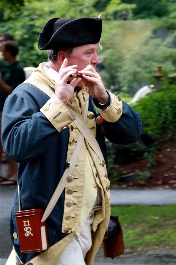 Revolutionary War Reenactor Playing Fiddle